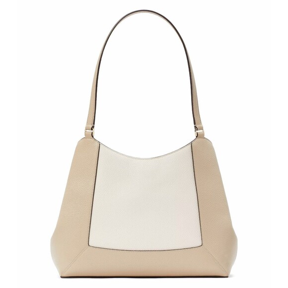 New Kate Spade Lena Colorblock Large Triple Compartment Shoulder Bag Light Sand - Picture 4 of 5